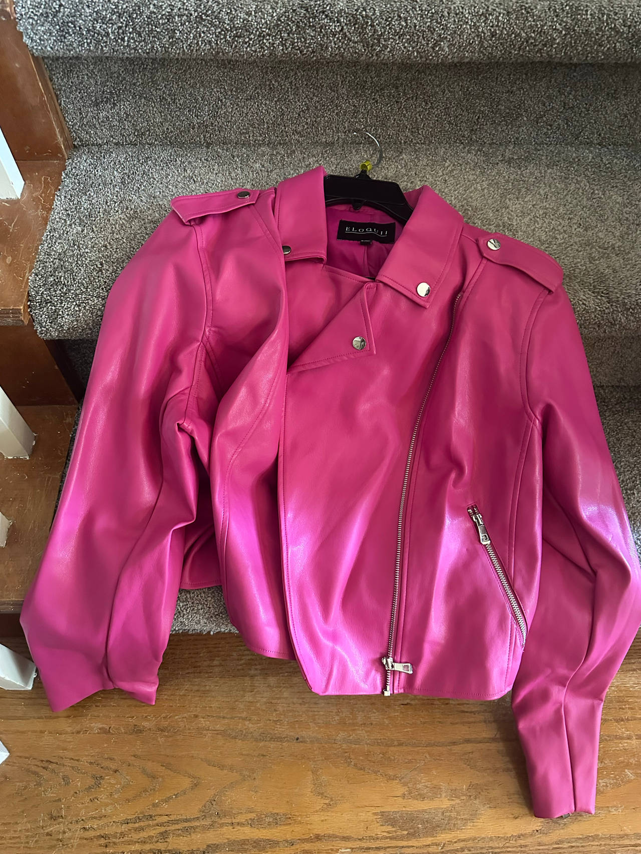 Eloquii Faux Leather Moto Jacket Pink 22/24