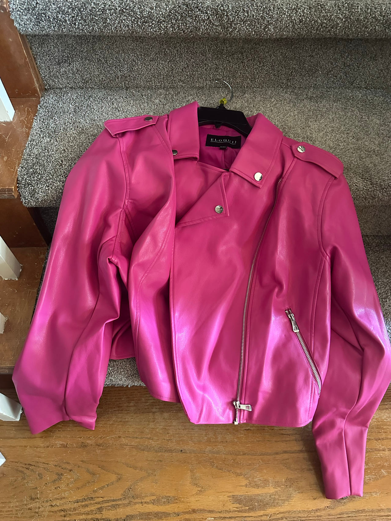 Eloquii Faux Leather Moto Jacket Pink 22/24