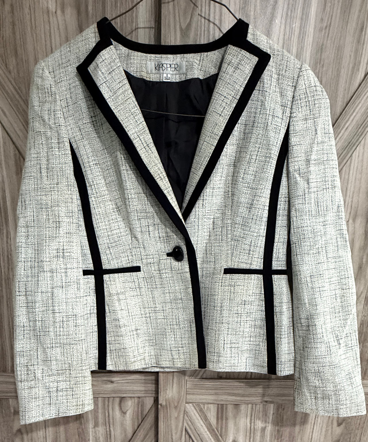 Kasper Women's Contrast Trim Tweed Blazer size 8