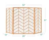Gold 3-Panel Chevron Fireplace Screen - Image 2