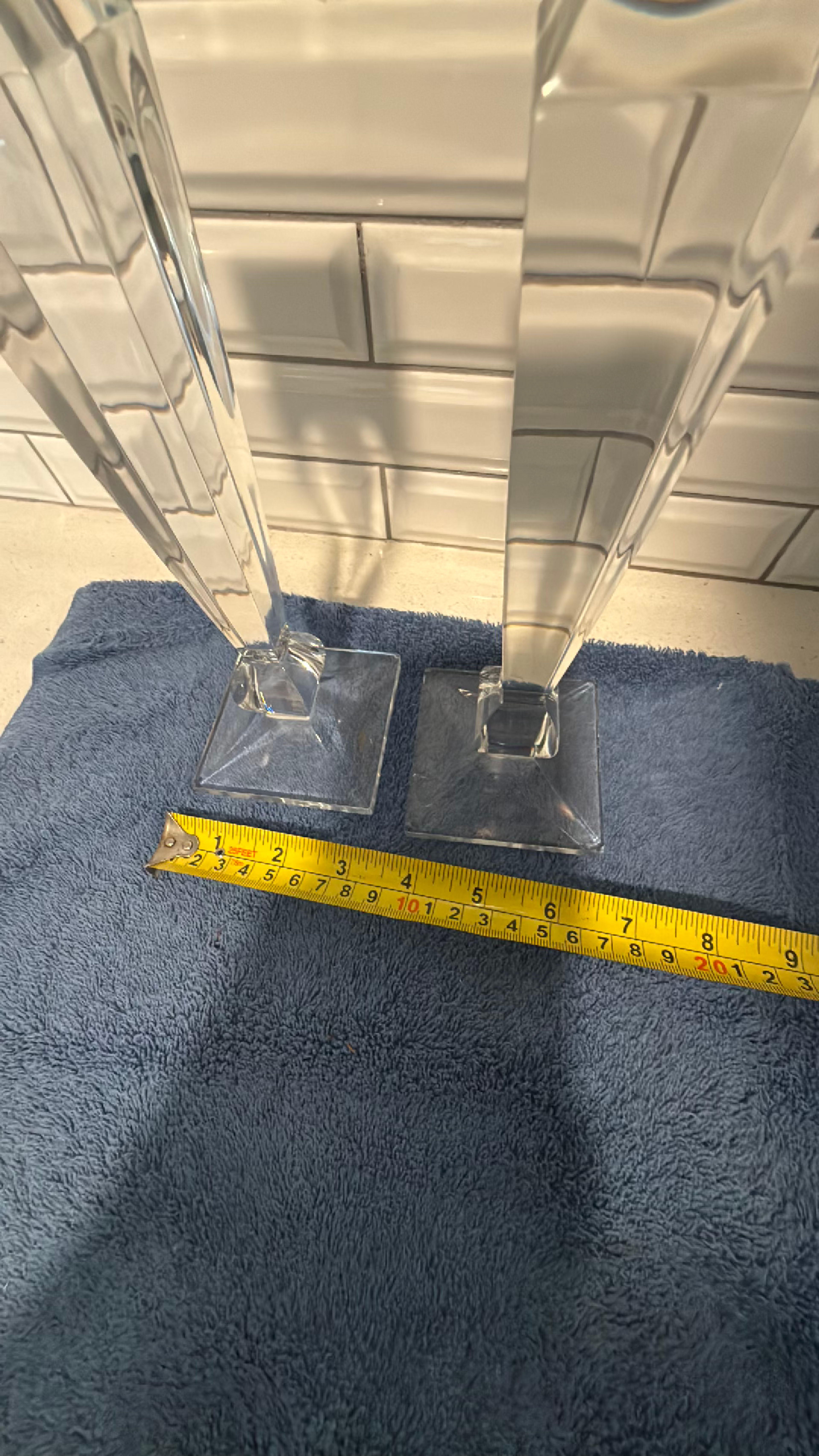 Waterford Odessa Hexagonal Pillar Crystal Candlesticks Pair - Image 4