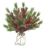 GRUNYIA Artificial Pine Cone Picks with Red Berries (10 pcs) Pine Tree Cone Pick - Image 1