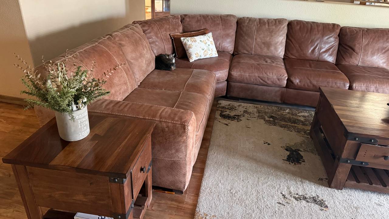 Massive Custom Genuine Leather Sectional - 17ft x 14ft