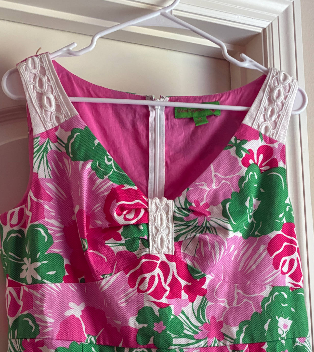 Island Republic Sleeveless Floral Dress with Lace Trim Size 10