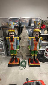 Two Gerson 6ft Lighted Nutcrackers and a 6ft lighted Christmas Tree - Image 1