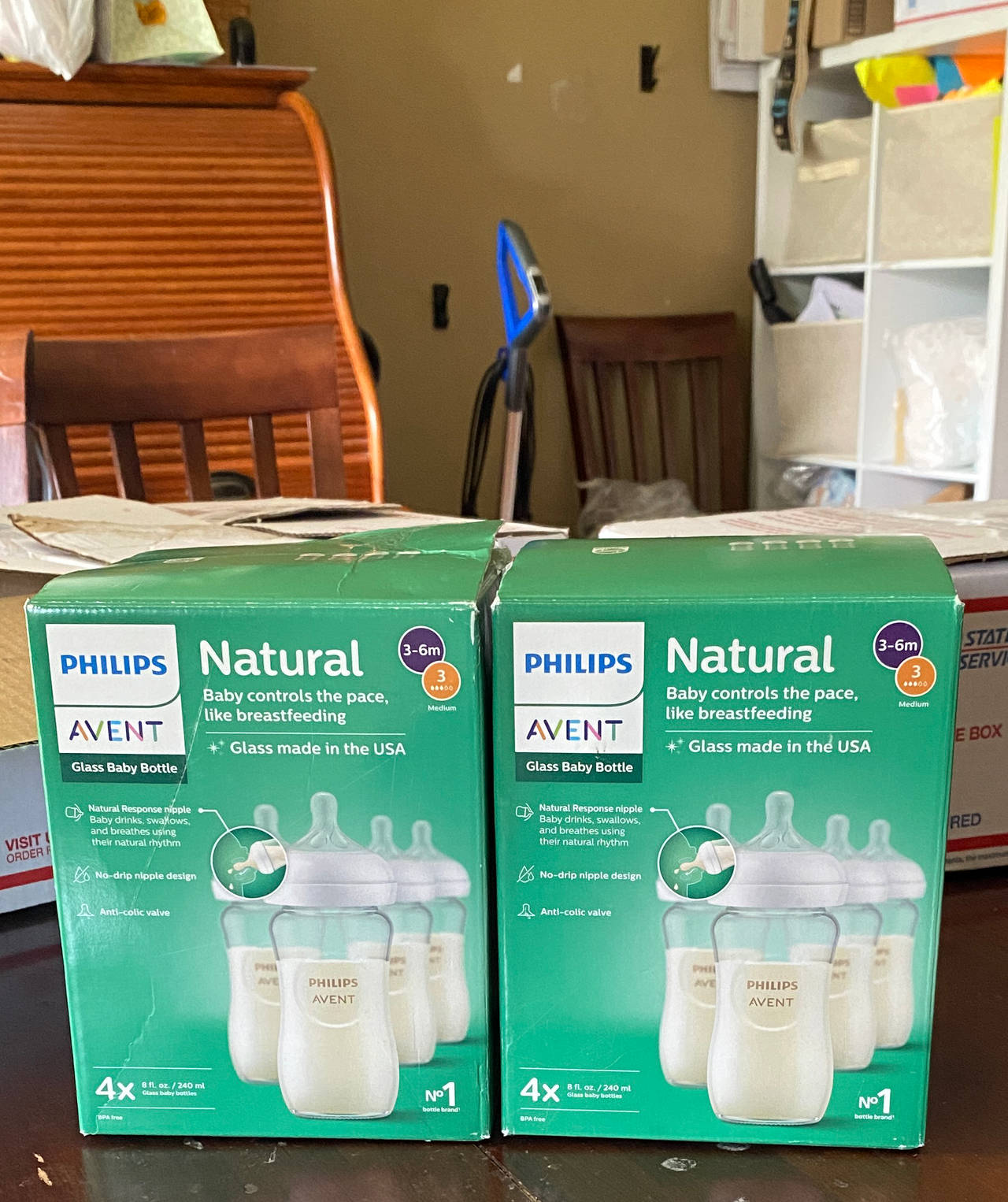 2 packs Philips Avent Natural Glass Baby Bottle 8oz (4 bottles per pack)