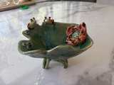 Handmade Ceramic Frog and Lotus Lily Pad Bowl - Image 1