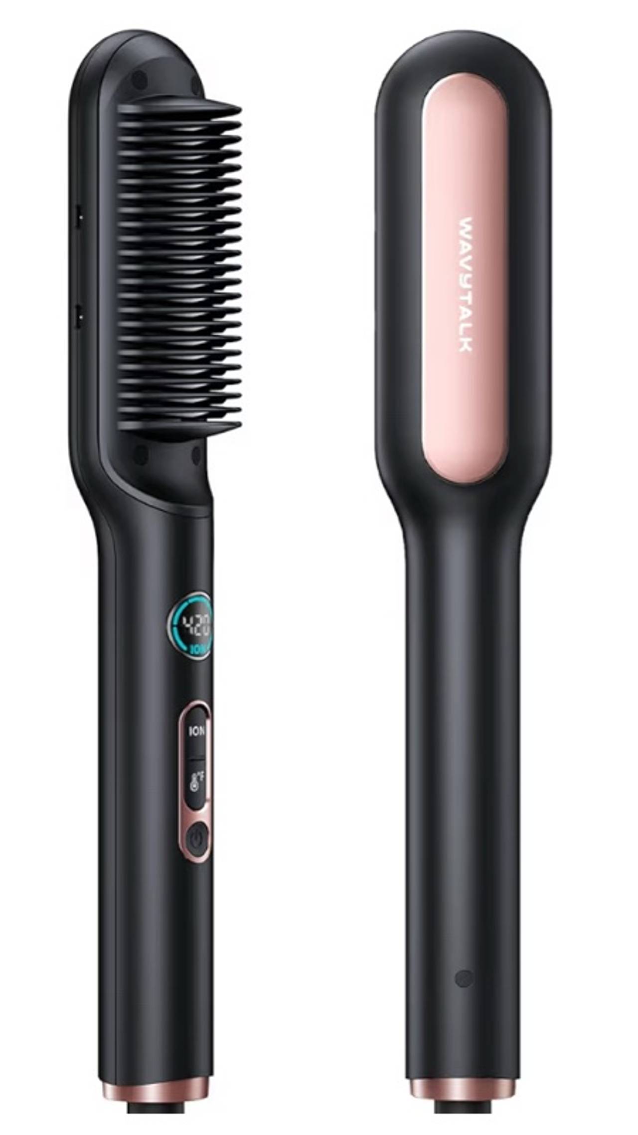 Wavytalk Hair Straightener Brush, Sleek Sweep Ionic Straightening Brush, Pink