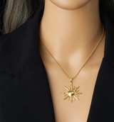 Gold Sunburst Pendant Necklace - Image 2