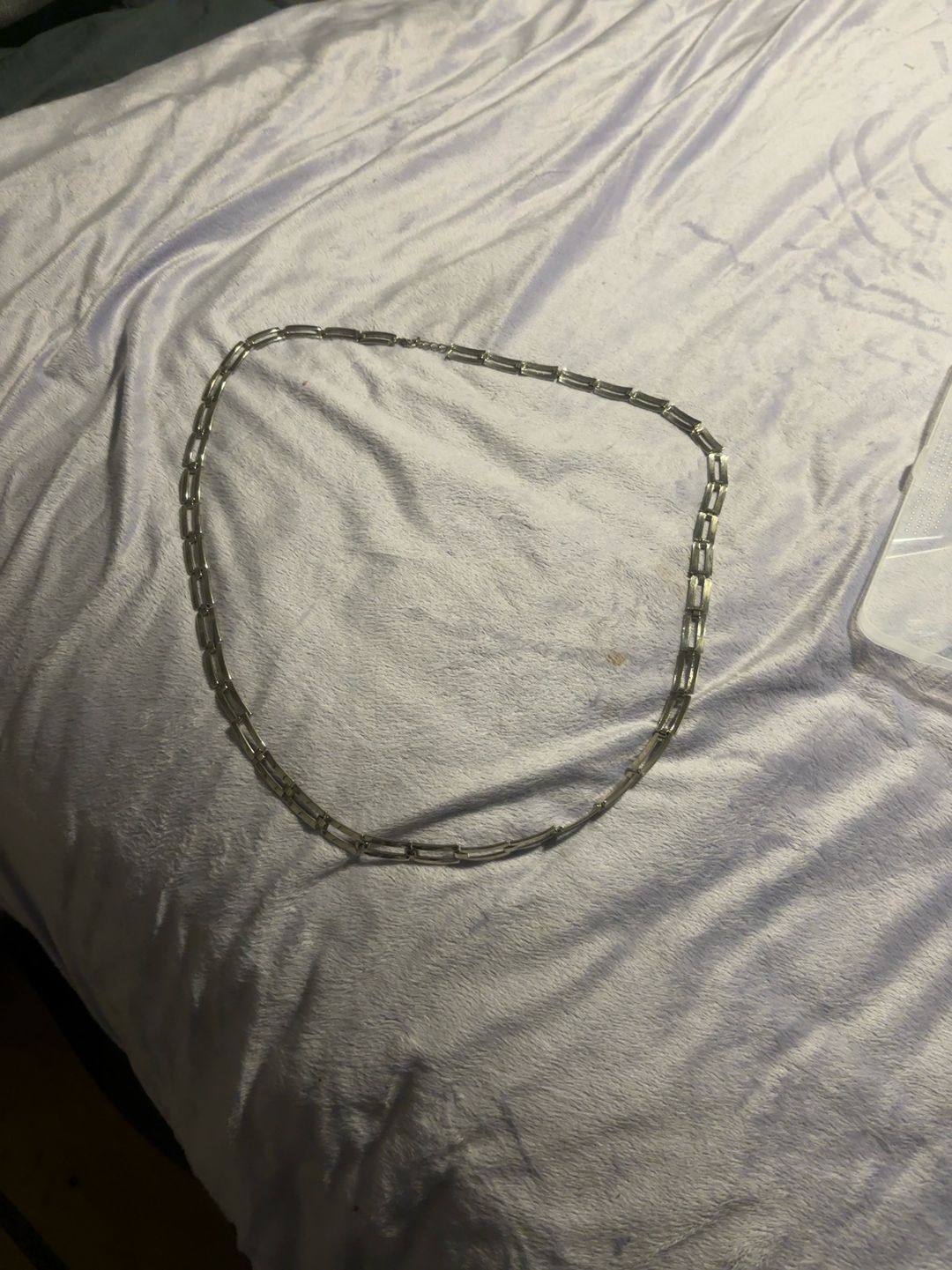 Silver Geometric Link Chain Necklace 50cm