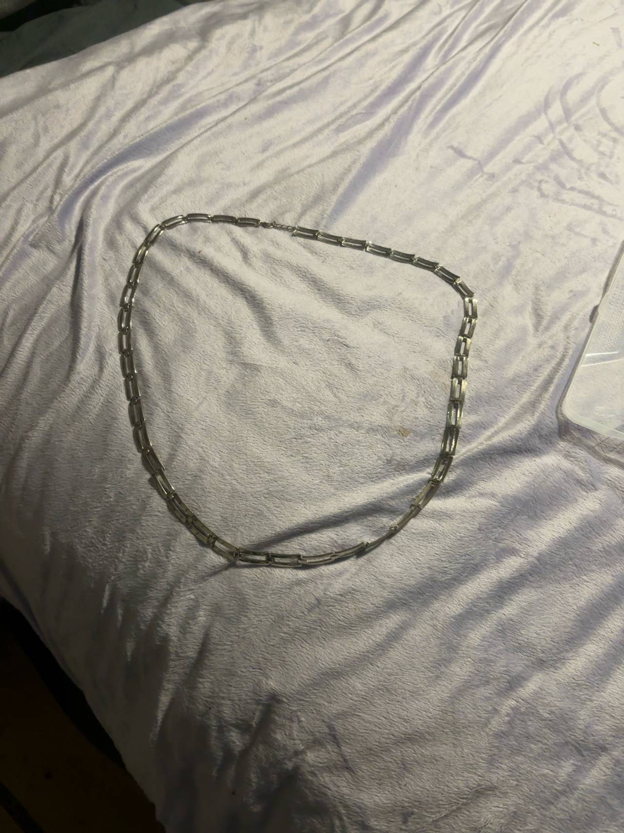Silver Geometric Link Chain Necklace 50cm