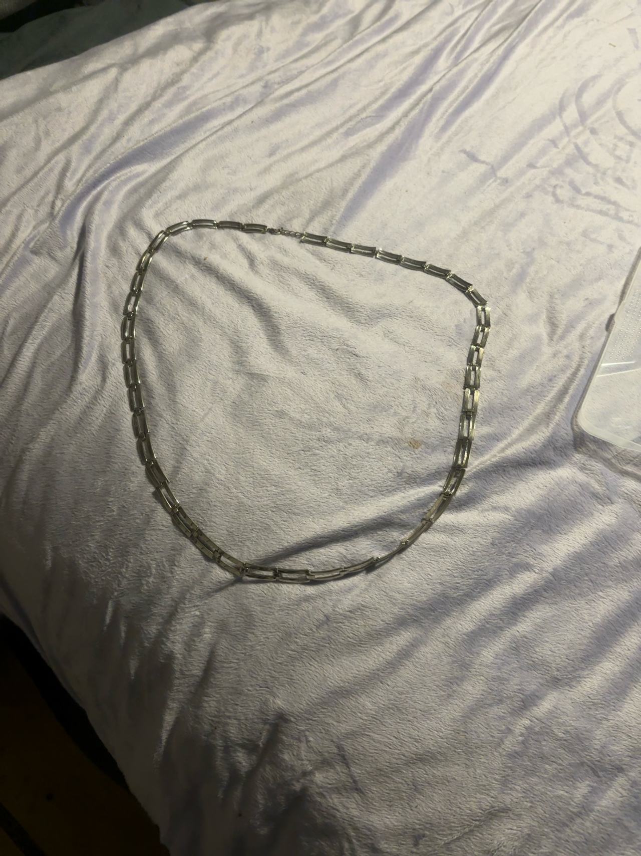 Silver Geometric Link Chain Necklace 50cm