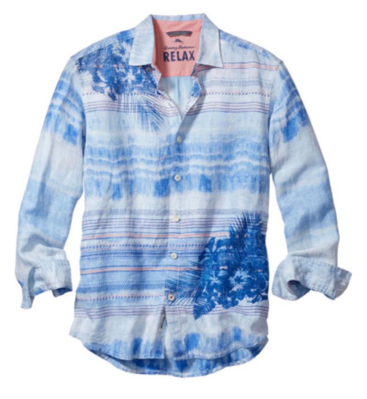Tommy Bahama Relax Linen Tie-Dye Palm Print Shirt XXL