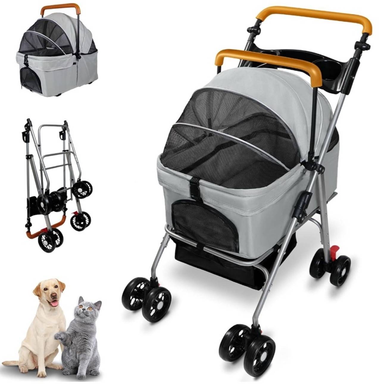 4-Wheel Foldable Lightweight Pet Stroller