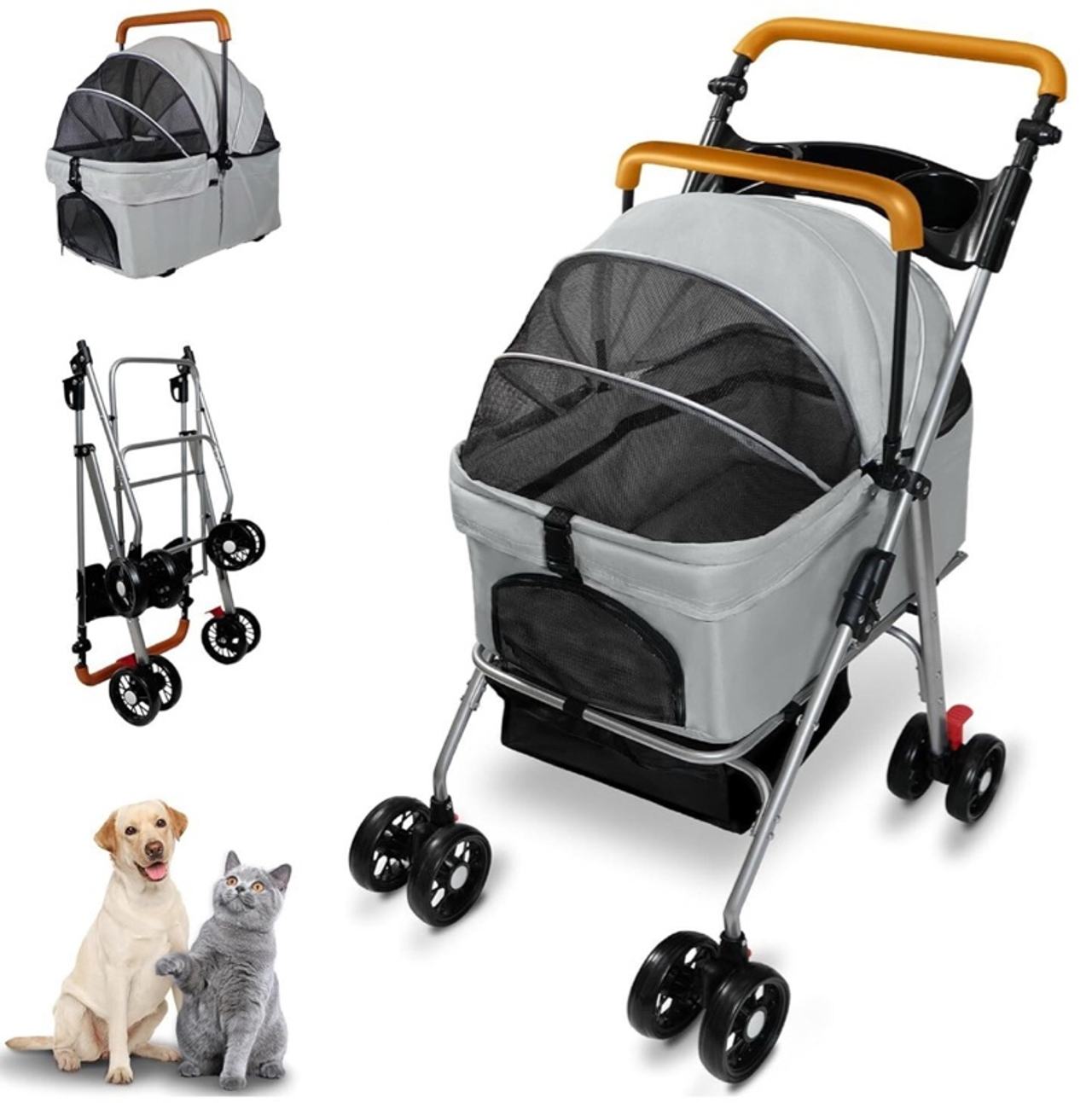 4-Wheel Foldable Lightweight Pet Stroller