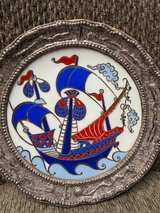 Iznik Ceramic Ship Plate Blue 30 cm - Image 6