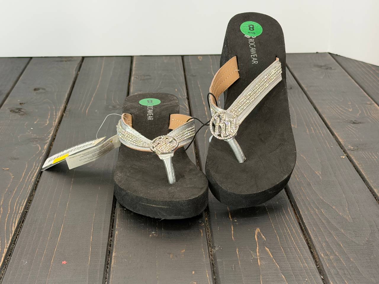 Rocawear Rhinestone Wedge Flip Flops