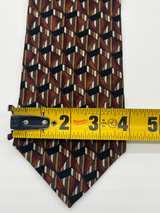 Vintage Z Inc Mens All Silk Tie Brown Black Geometric 58” x 4” - Image 5