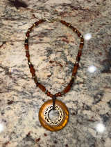 Coldwater Creek Amber-Tone Beaded Pendant Necklace - Image 1