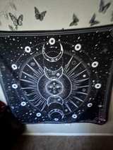 Hihealer Sun Moon Tapestry Black & White Psychedelic Wall Art - Image 1