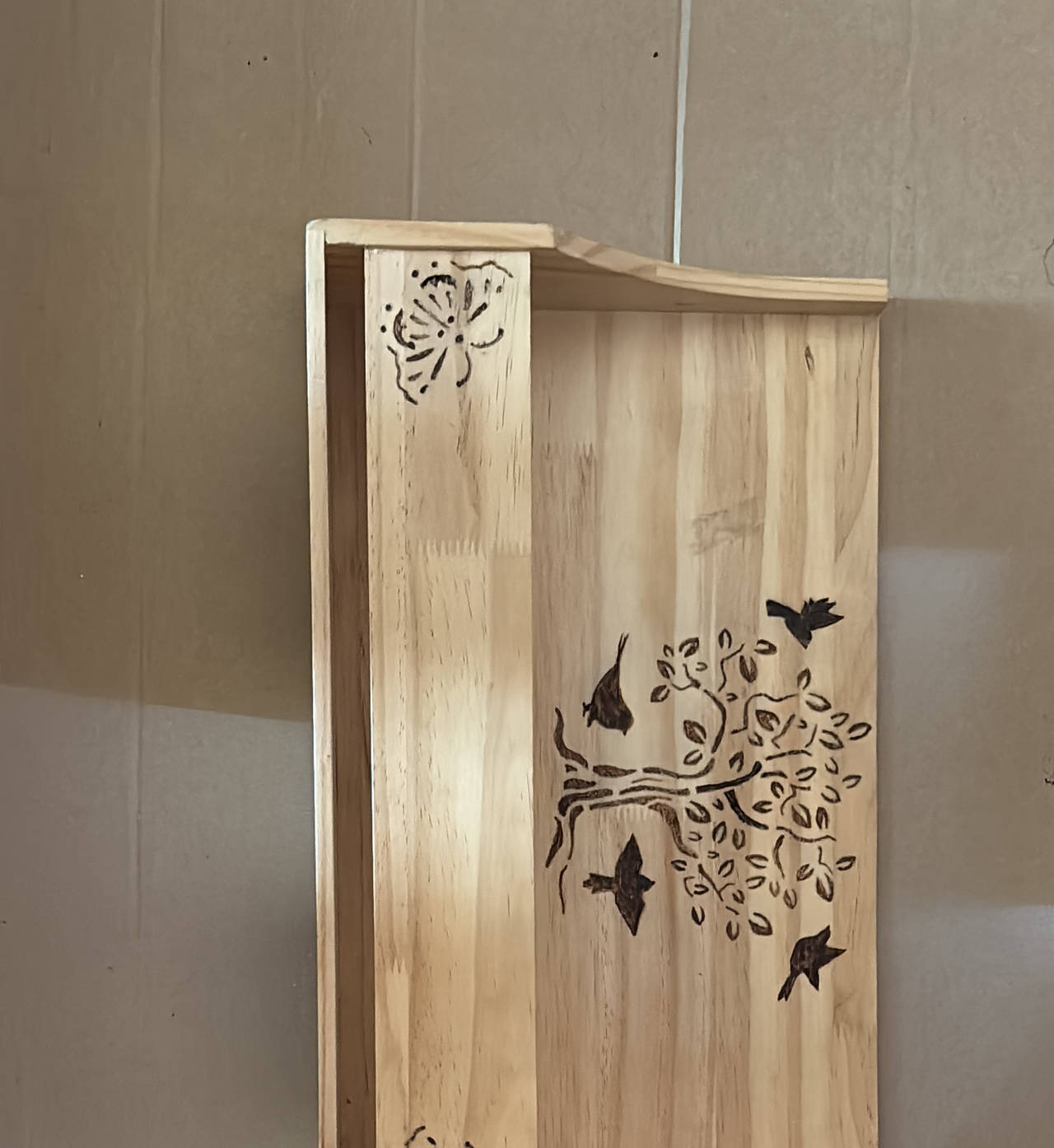 Wood Burned Decorative Wall Shelf