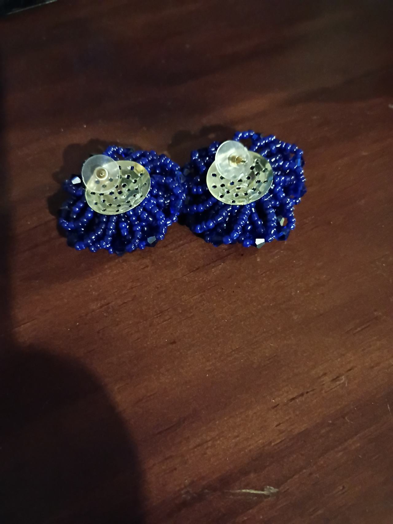 Vintage Cobalt Blue Beaded Cluster Earrings