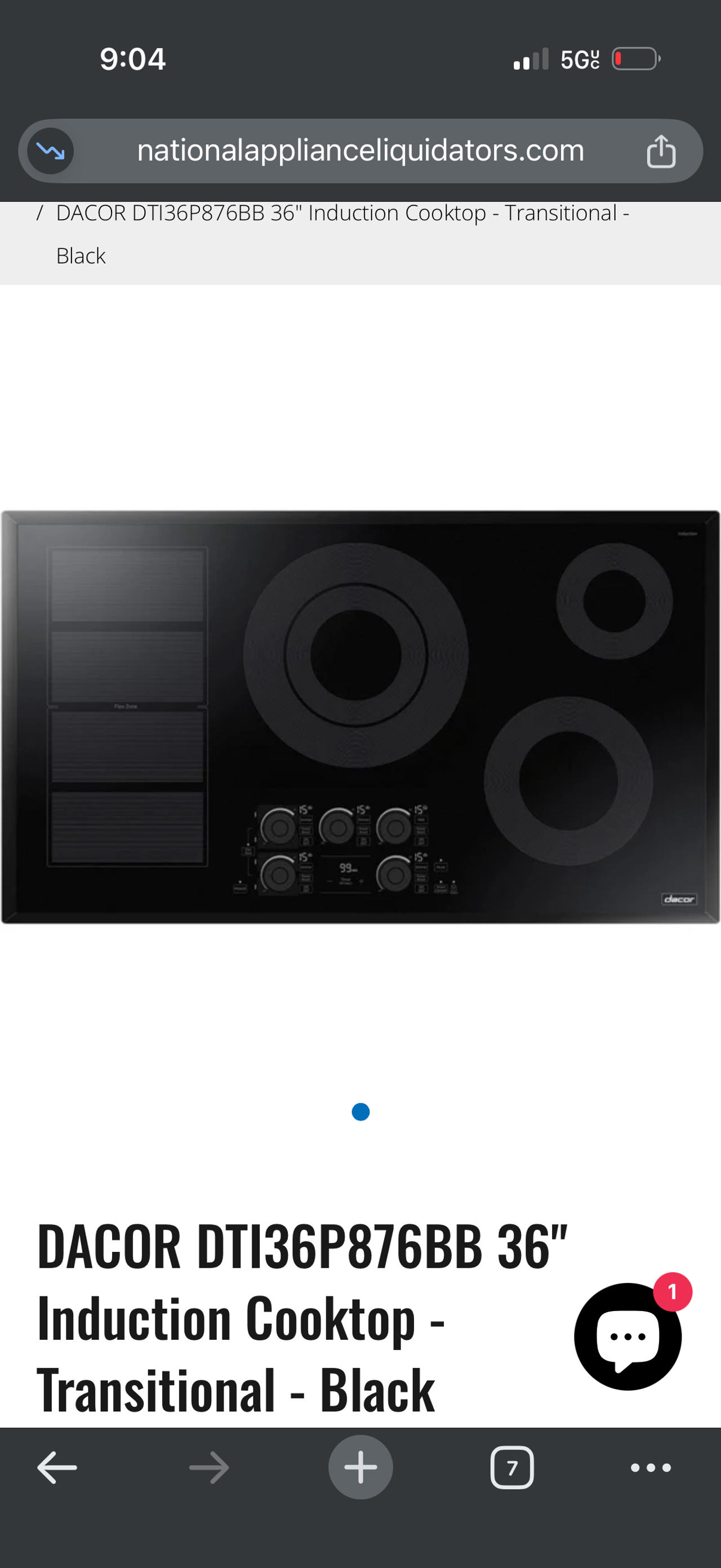 Dacor DTI36P876BB 36" Induction Cooktop