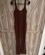 Small Wildflower Cases WILO Ribbed Flare Jumpsuit Brown - Image 1
