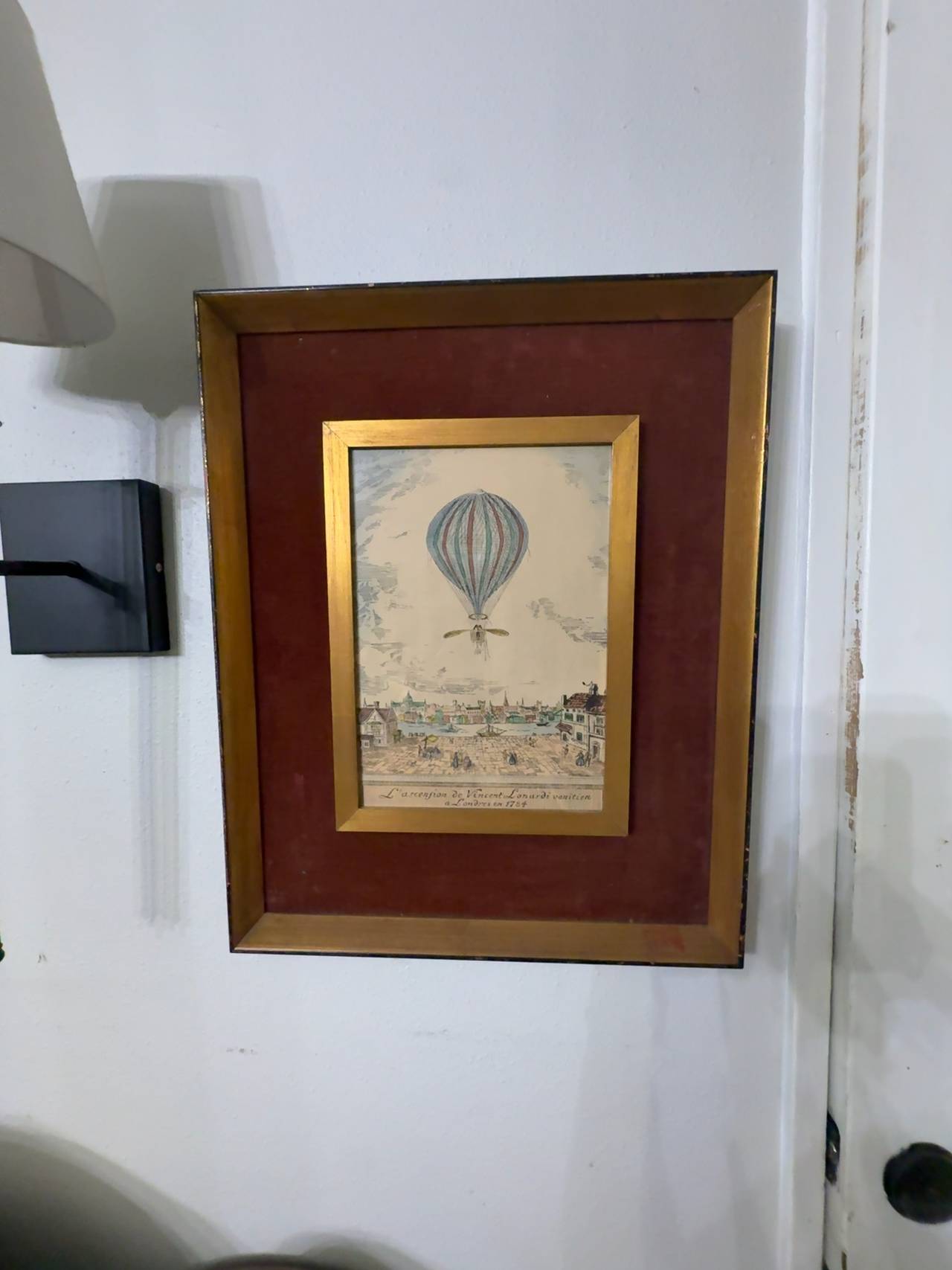 Vintage Framed Hot Air Balloon Art Print