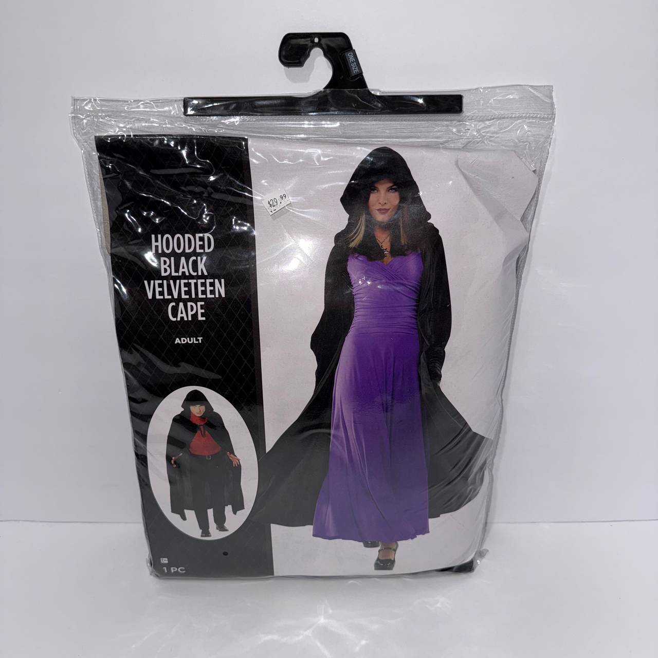 Hooded Black Velveteen Cape Unisex Halloween Costume