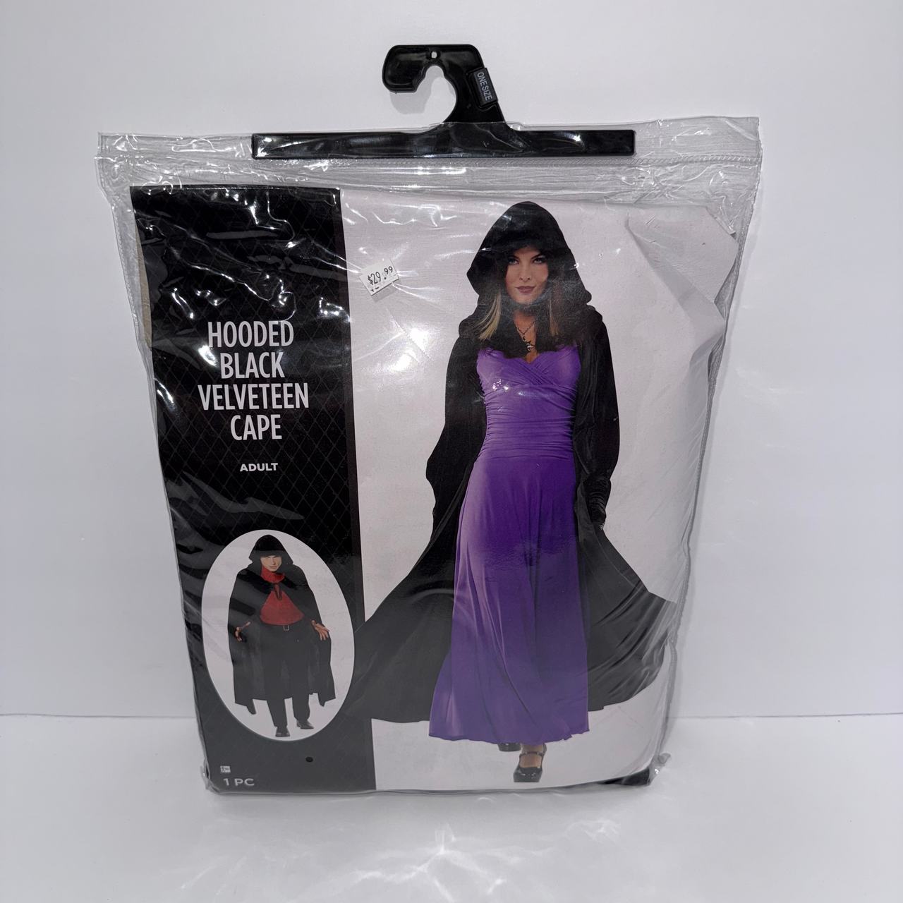 Hooded Black Velveteen Cape Unisex Halloween Costume