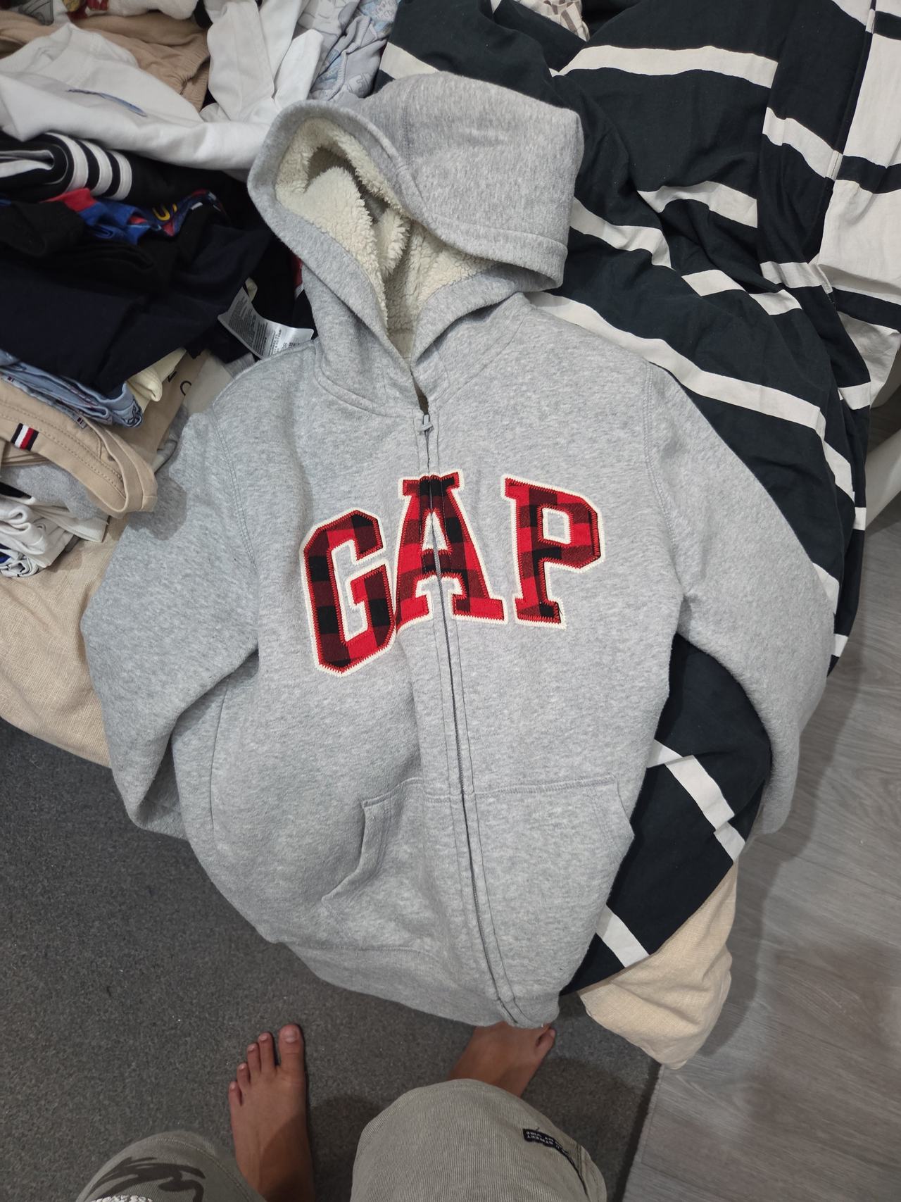Gap Kids Sherpa-Lined Logo Hoodie