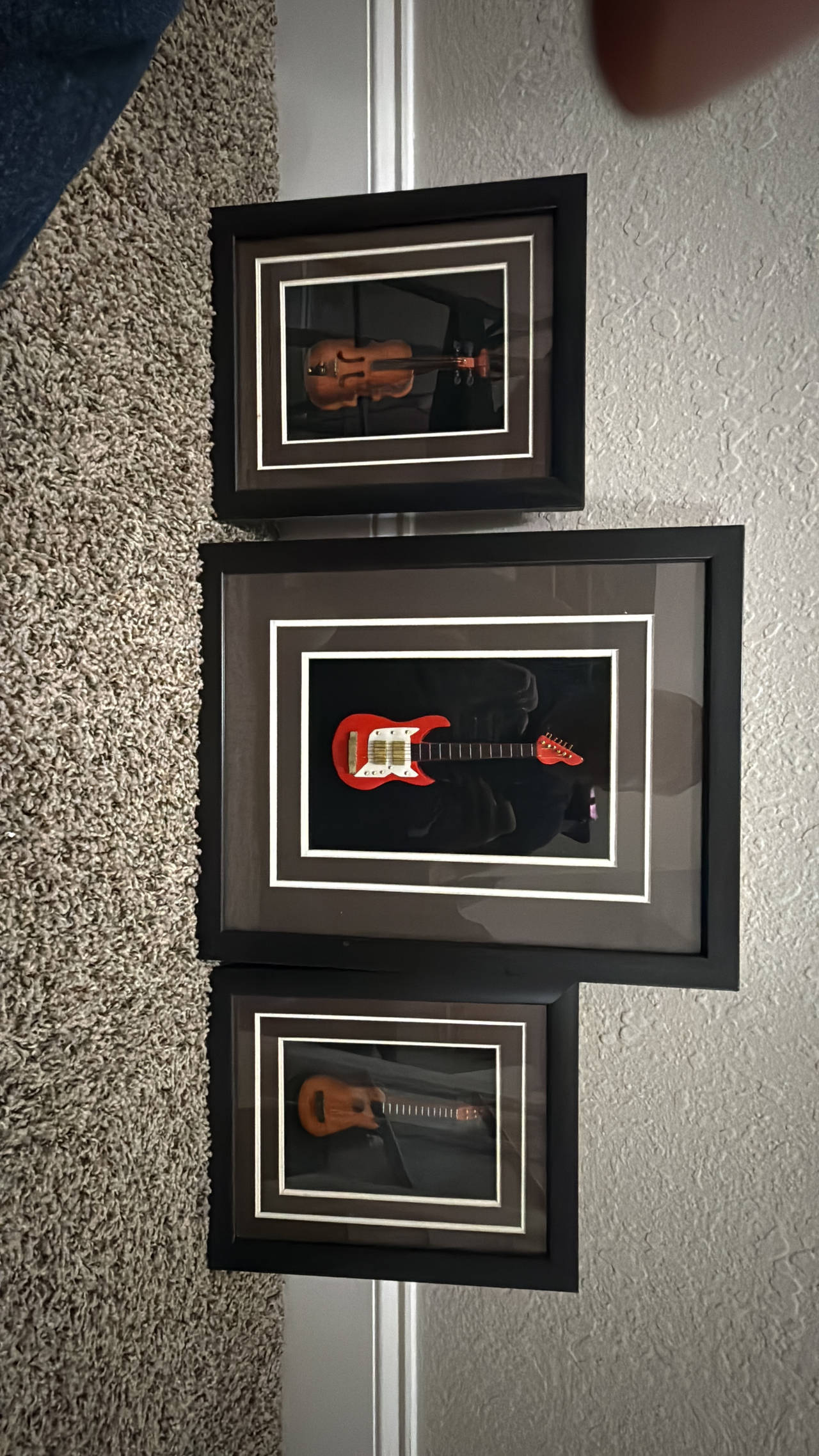 Set of 3 Musical Instrument Shadow Boxes
