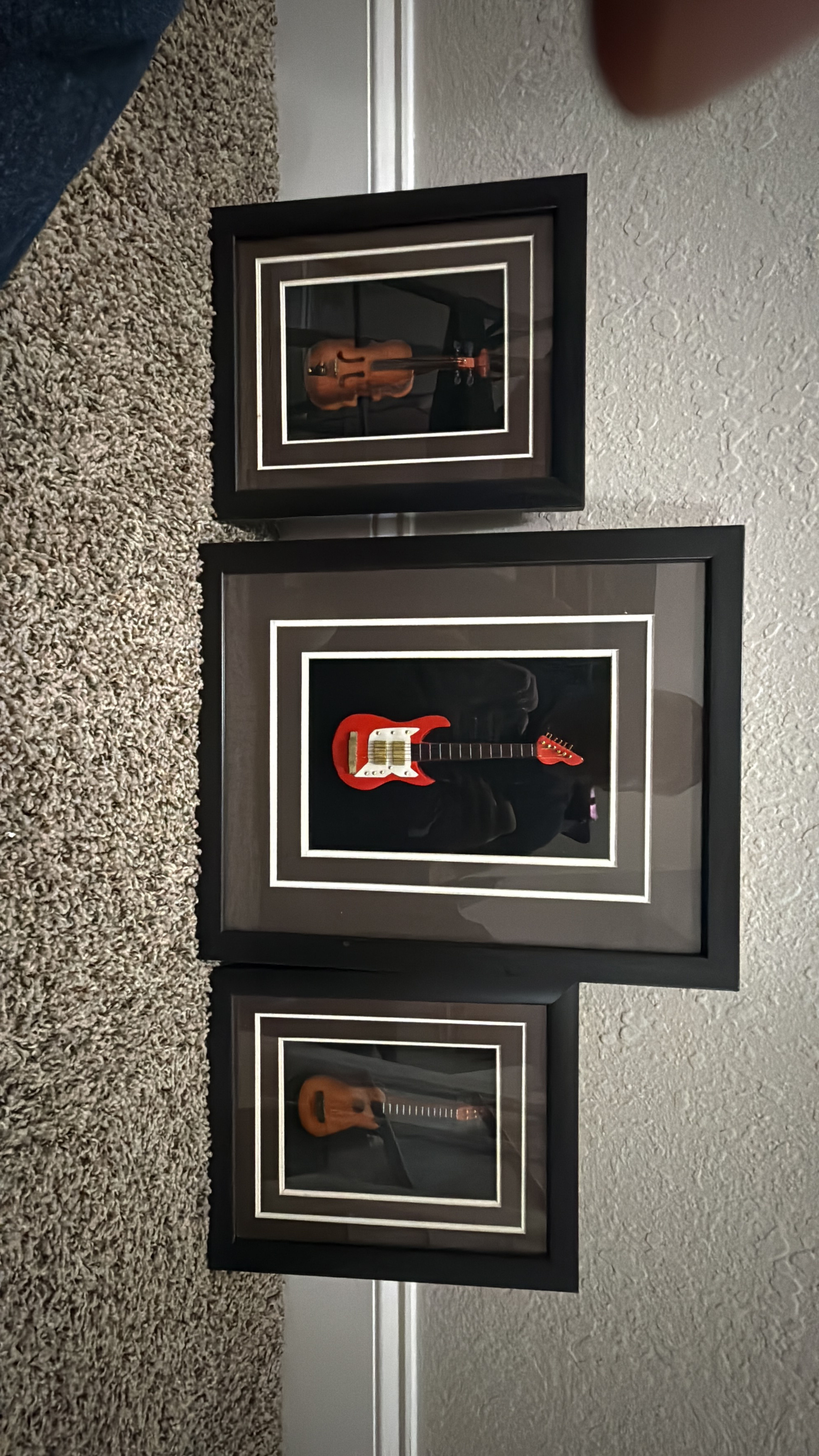 Set of 3 Musical Instrument Shadow Boxes