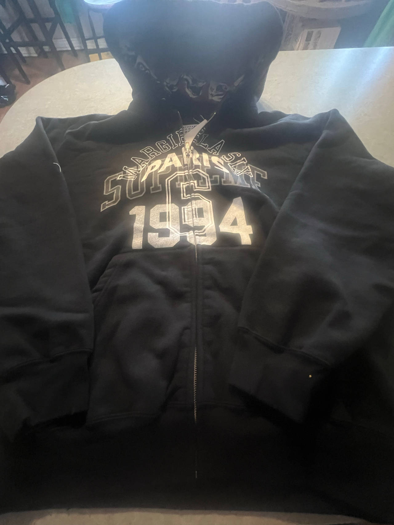 Supreme MM6 Maison Margiela Zip Up Hooded Sweatshirt Black