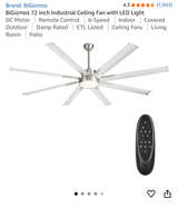 BiGizmos 72 Inch Industrial Ceiling Fan with LED Light - Image 1