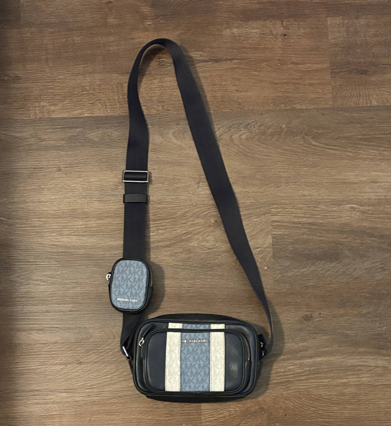 Michael Kors Greyson Logo Stripe Crossbody Bag with Pouch