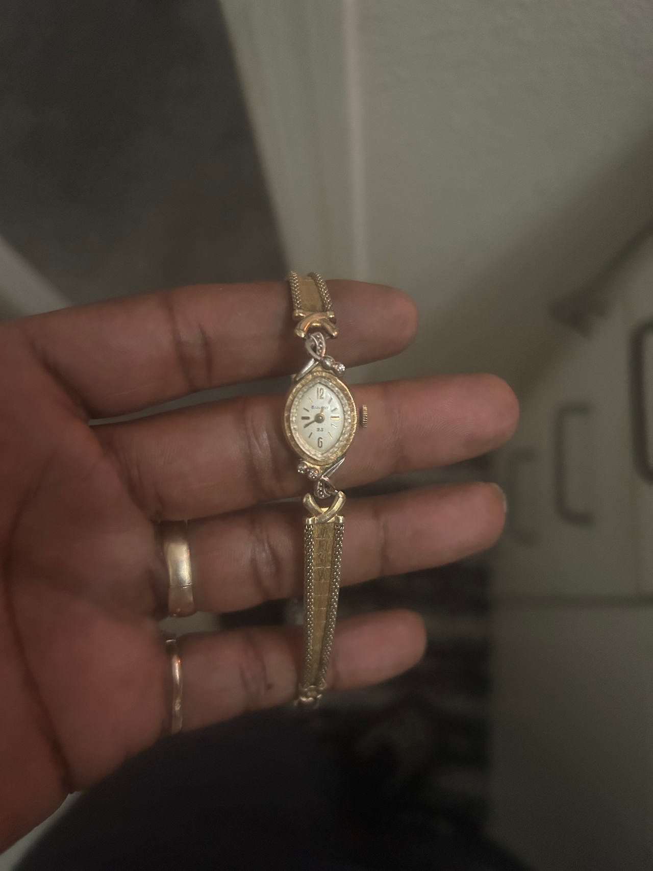 Bulova Vintage Ladies Cocktail Watch 10 K Rd. gold plate with diamonds