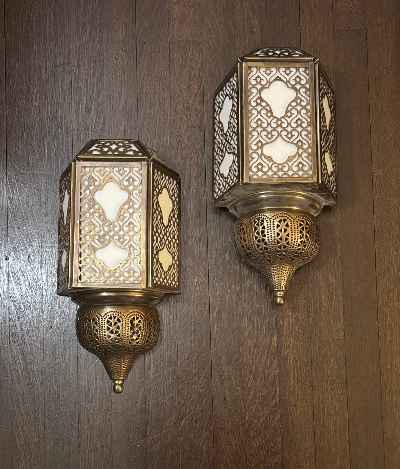 Moroccan Brass Filigree Wall Sconces