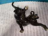 Vintage Black Ceramic Fighting and Charging Bull - Image 2