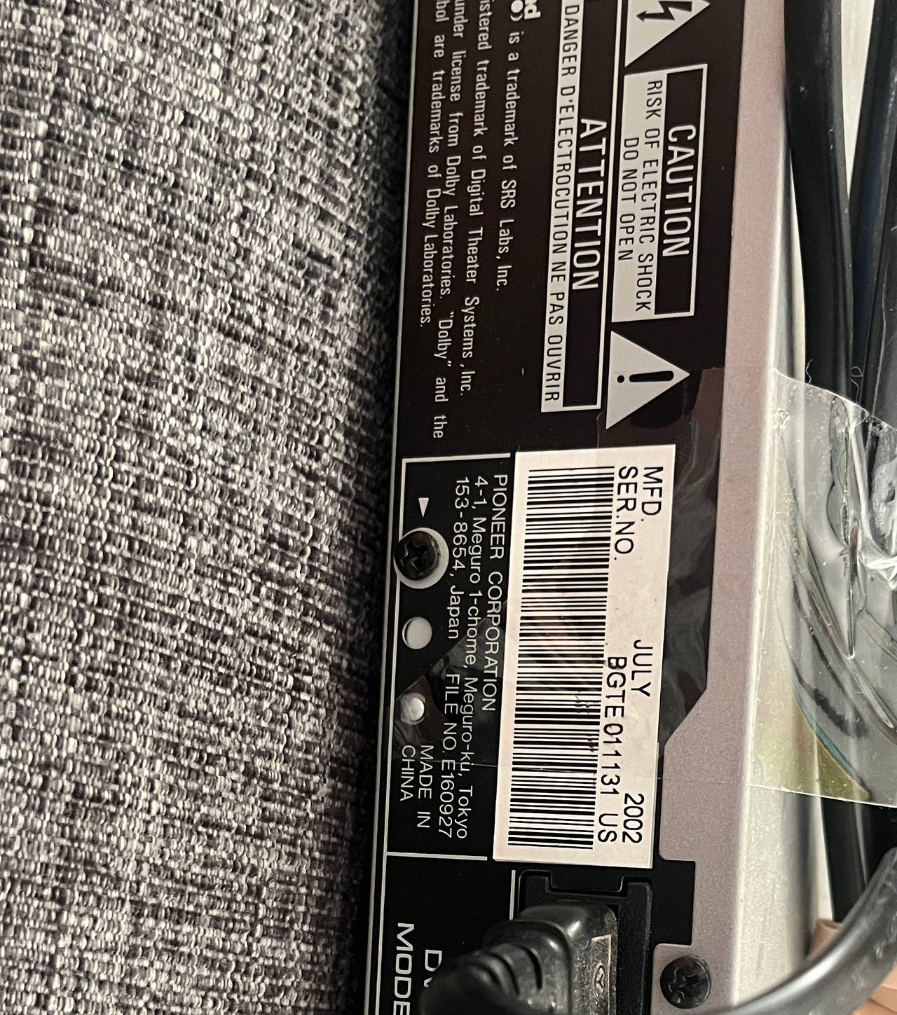 Pioneer Audio/Video Component (2002)
