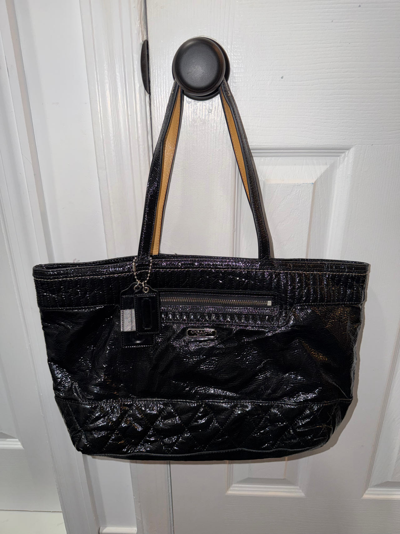 Coach Poppy Quilted Patent Leather Tote