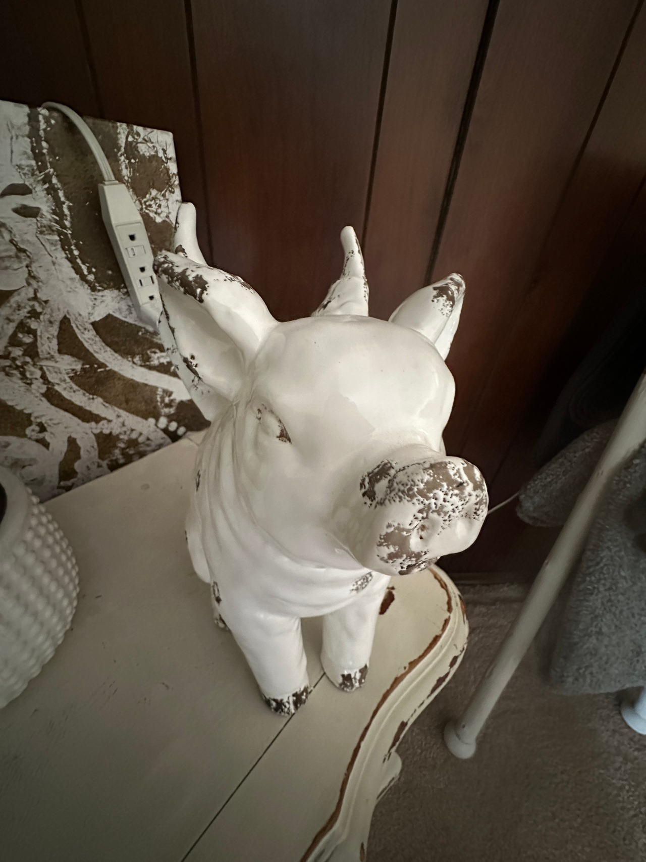 Distressed Ceramic Pig Figurine