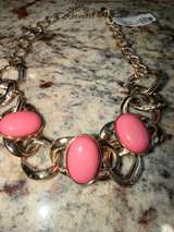New York & Company Pink Cabochon Gold-Tone Statement Necklace - Image 2