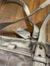 Coach Signature Soho Tote Metallic Silver - Image 3