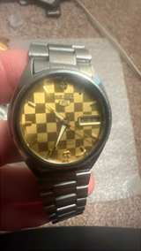 Seiko 5 Automatic Gold Checkerboard Dial Watch - Image 2