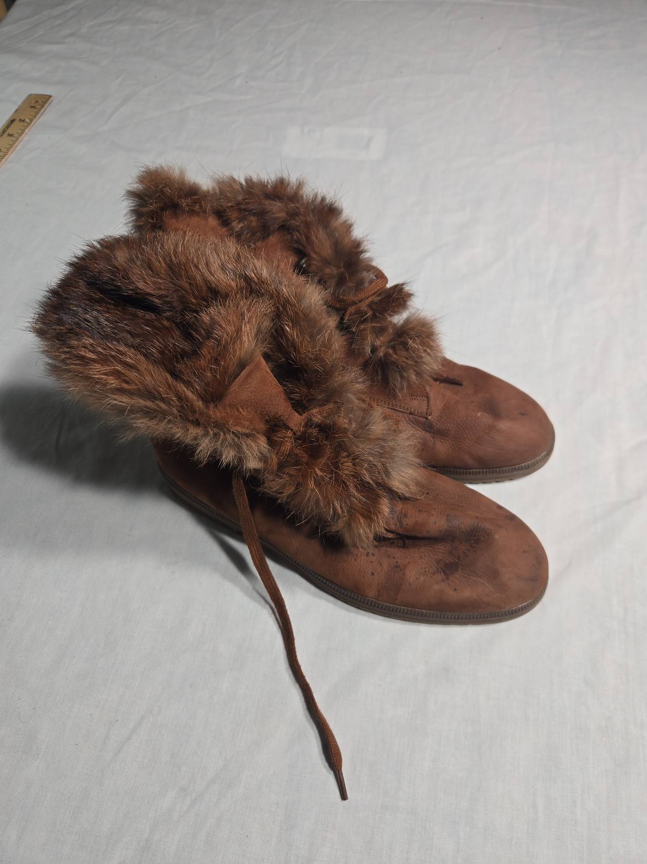 Vintage Gabor Leather Fur Trim Boots size 5