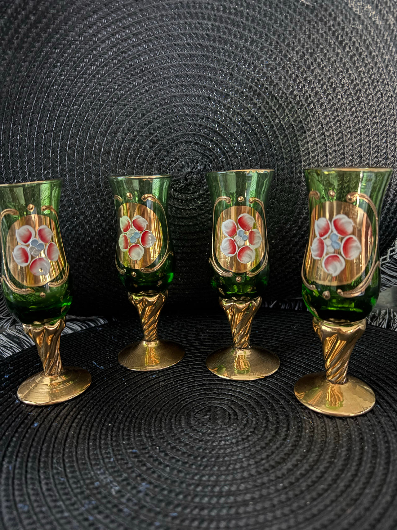 Bohemian Green Glass Goblets