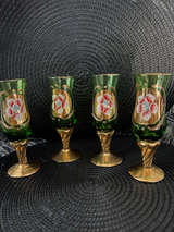 Bohemian Green Glass Goblets - Image 1