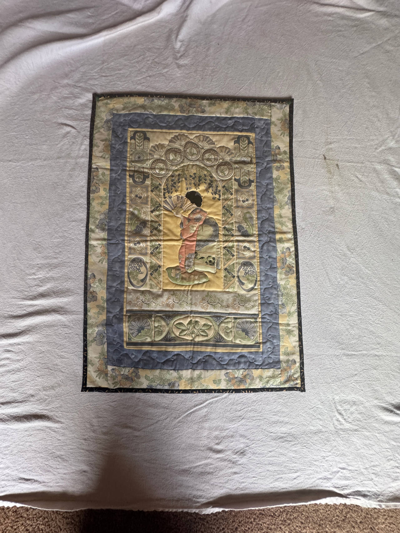Handmade Quilted Wall Hanging Japanese-themed 